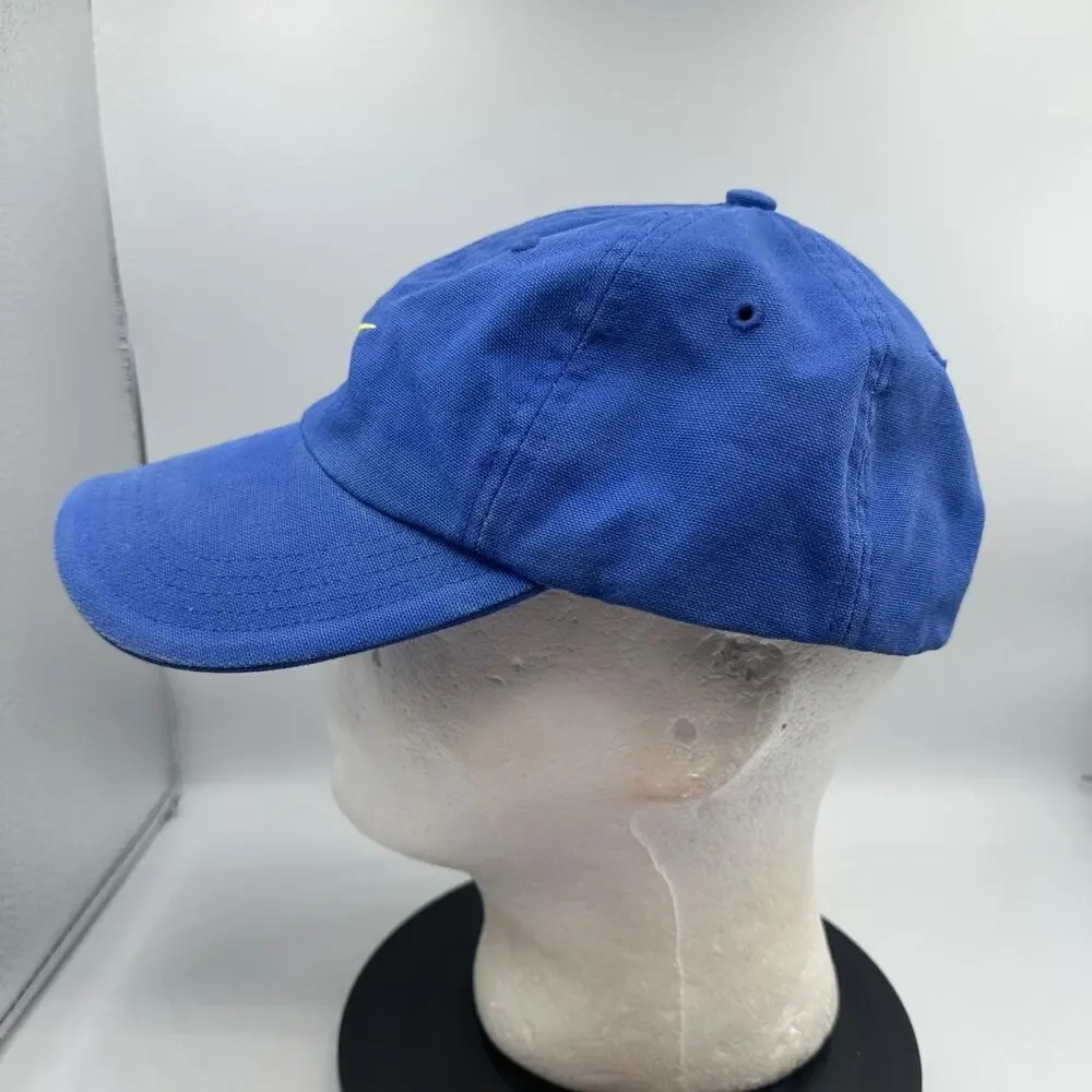 Vintage Nike Hat Strapback Blue Yellow Center Swoosh 90's Canvas Cotton